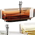 Elegant Modern Glass Bathtub Design With Chrome Faucet And Transparent Brown Finish