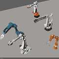 Smart Robotic Machines Showcasing Diverse Colored Industrial Robotic Arms in Modern Settings
