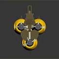Two Yellow Brown Cylindrical Ordnance Devices With Metal Straps Fins And Dark Surface Reflection