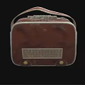 Vintage Wilderness Radio Speaker With Red Beige Grid Front And Dial Knob