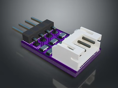Purple Electronic Circuit Module With Black Pin Connectors White Interface And Components 3d model