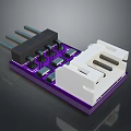 Purple Electronic Circuit Module With Black Pin Connectors White Interface And Components