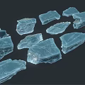 Multiple Blue Ice Crystal Shards With Various Shapes On Dark Background 3d model