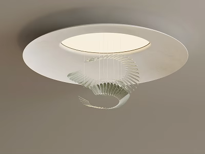 Modern Circular Chandelier with Spiral Transparent Decor and Minimalist Design 3d model