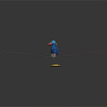 Blue Bird Balancing on Rope with Gold Coins in Balance Scale Trays