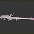 Pink and White Dragon with Pink Horns Tail Elegant Design Decorative Ribbons Black Background Reflection