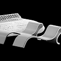 Modern White Lounge Chair With Mesh Structure And Curved Design Details
