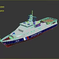 Warship Model 504 With Blue White Red Colors And Helipad 3d model