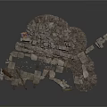 3D Render Of Broken Stone Wall With Collapsing Blocks And Flying Stones