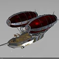 Water Transport Vehicle With Two Red Airbags Wooden Deck And Metal Parts