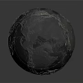 Gray Textured World Globe With Detailed Continents On Dark Background 3d model