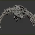 Mechanical Dinosaur Model With Metallic Skeletal Structure Open Mouth And Sharp Teeth
