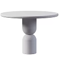 Modern Side Table With Round Wooden Top And Double Tiered Marble Base