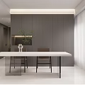 Modern Living And Dining Room Interior Design With TV Wall Gray Walls And White Furniture