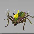 Vibrant Metallic Insect Character With Iridescent Colors Glowing Antennae And Shiny Legs
