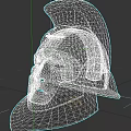 Game Movie Character Helmet With Metallic Surface And Detailed Facial Contour Design