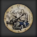 Clock combination clock pointer retro European old 3d model