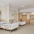 Modern Hospital Ward Interior With Two Beds Window TV And Table Chairs
