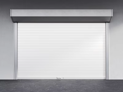 White Modern Roller Shutter Door With Gray Wall And Smooth Surface Design 3d model