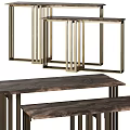Modern Console Table Interior Design With Golden Metal Frame And Wooden Top