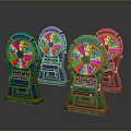 Colorful Casino Roulette Gaming Machines With Bright Wheels And Control Panels