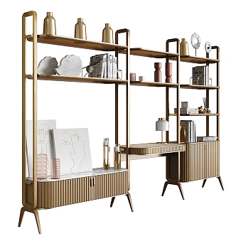 Light Luxury Bookshelf Decorative Rack 3d model