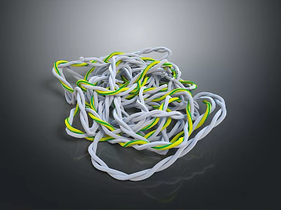 Colorful Twisted Cables with White Green Yellow for Household Use and Organization 3d model