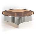 Modern Nested Coffee Tables With Silver Metal Frame And Brown Glass Top