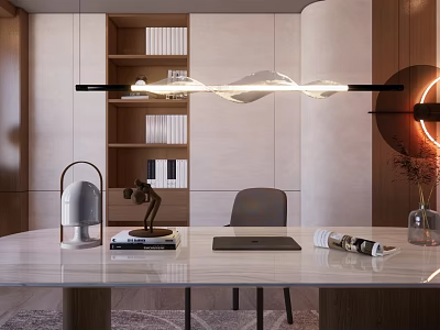 Elegant Modern Dining Living Room Interior With Marble Table And Leather Sofa 3d model