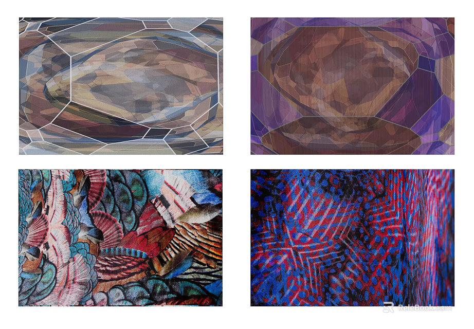 Vibrant Square Rugs With Various Abstract Patterns For Modern Home Decor 3d model