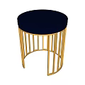 Modern Round Stools With Black Top And Golden Metal Frame Design