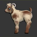 Cartoon Baby Goat 3D Model With White Brown Spots Blue Eyes And Tongue Out 3d model