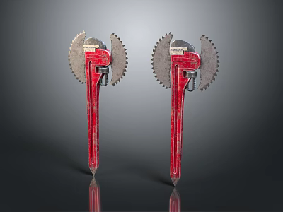 Red Serrated Hardware Tools With Adjustable Jaws And Durable Metal Blades 3d model