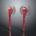 Red Serrated Hardware Tools With Adjustable Jaws And Durable Metal Blades 3d model