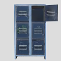 Blue Metal Storage Cabinet with Multiple Drawers Open Door and Ventilated Panels for Organizing Supplies