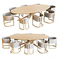 Modern Light Wood Oval Dining Table And Upholstered Chairs Set For Comfortable Home Dining Room
