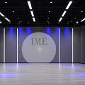 IME Modern Fitness Studio With Blue Lighting Gray Walls And Wooden Floor