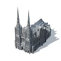 Gothic European Architecture With Twin Spires Arched Windows And Intricate Carvings