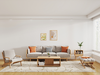 Nordic Living Room Home Decoration Apartment Living Room 3d model