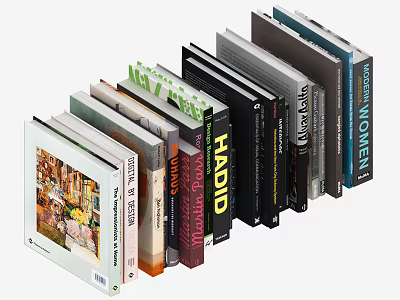 Diverse Books Stack With Colorful Covers Featuring Design Art Architecture And Women Themes 3d model