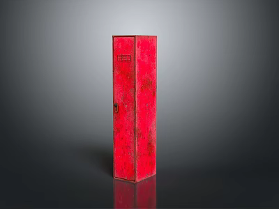 Red Vintage Cabinet with Textured Surface and Wooden Structure as Storage Furniture 3d model