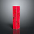 Red Vintage Cabinet with Textured Surface and Wooden Structure as Storage Furniture