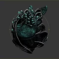 Artistic Abstract Plant Sculpture with Dark Green Black Branches and Small Green Dot Structures