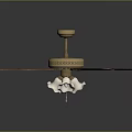 Elegant Ceiling Fan With Wooden Blades Metal Decoration And Lighting Fixture Design