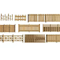 Various Wooden Fence Designs With Different Patterns And Styles For Outdoor Use 3d model