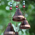 Hanging Decorative Ornament Set With Copper Bells And Colorful Beads For Outdoor Garden