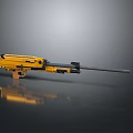 Yellow Long Barrel Weapon With Modern Mechanical Design And Tactical Features 3d model