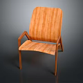 Wooden Accent Chair with Curved Backrest Seat Light Wood Grain Sleek Armrests and Angular Legs