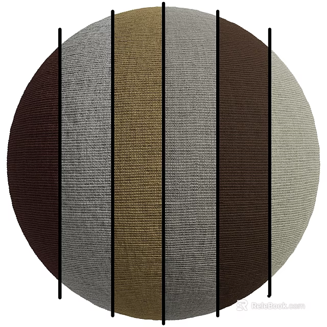 Circular Component with Multicolored Vertical Strips Various Textures and Brown Gray Gold Tones 3d model 