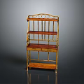Vintage Wooden Bookcase With Golden Accents Two Drawers And Multiple Shelves Design